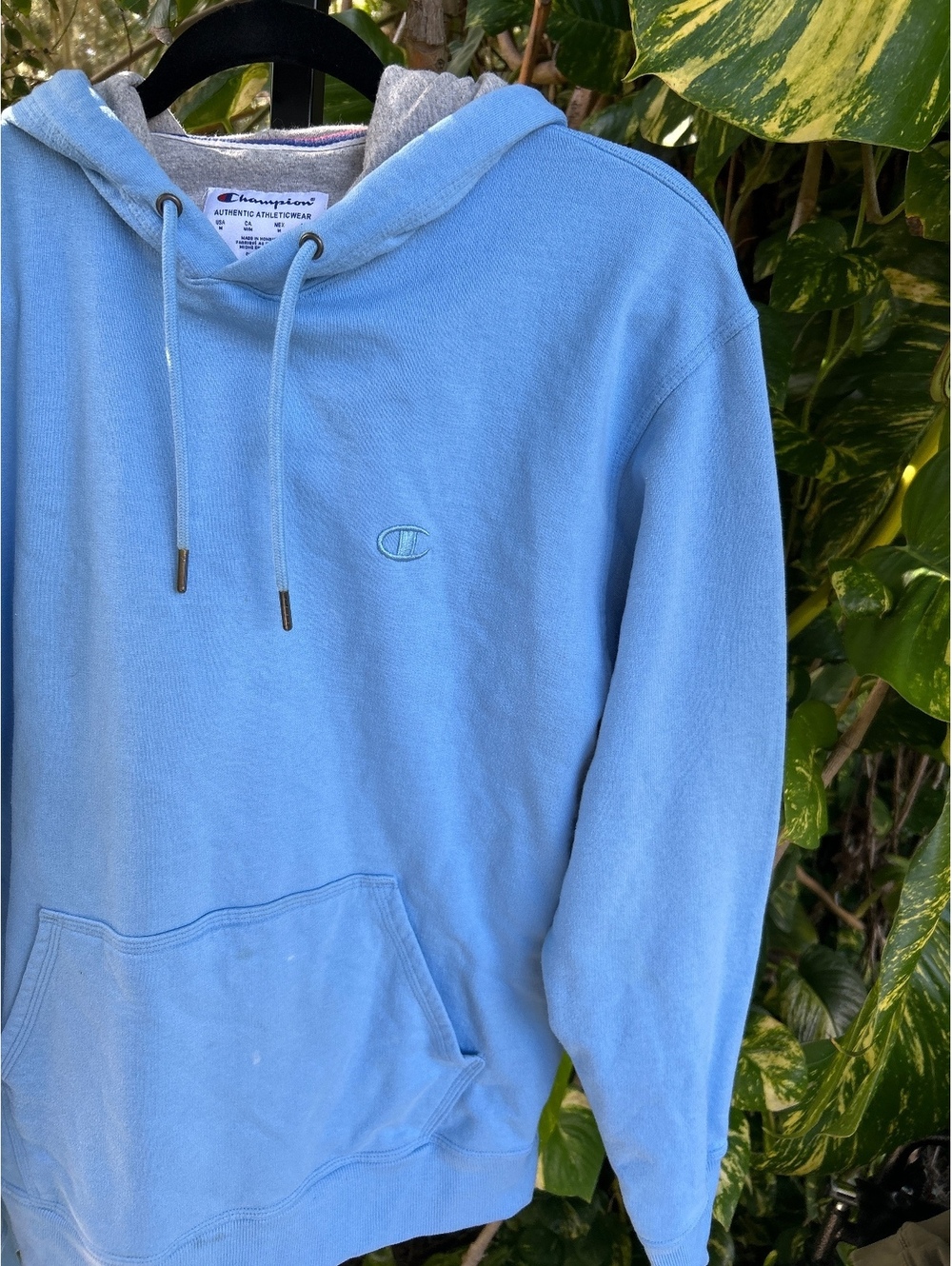 Champion Authentic Athleticwear Light Blue Hoodie Sweatshirt Medium
